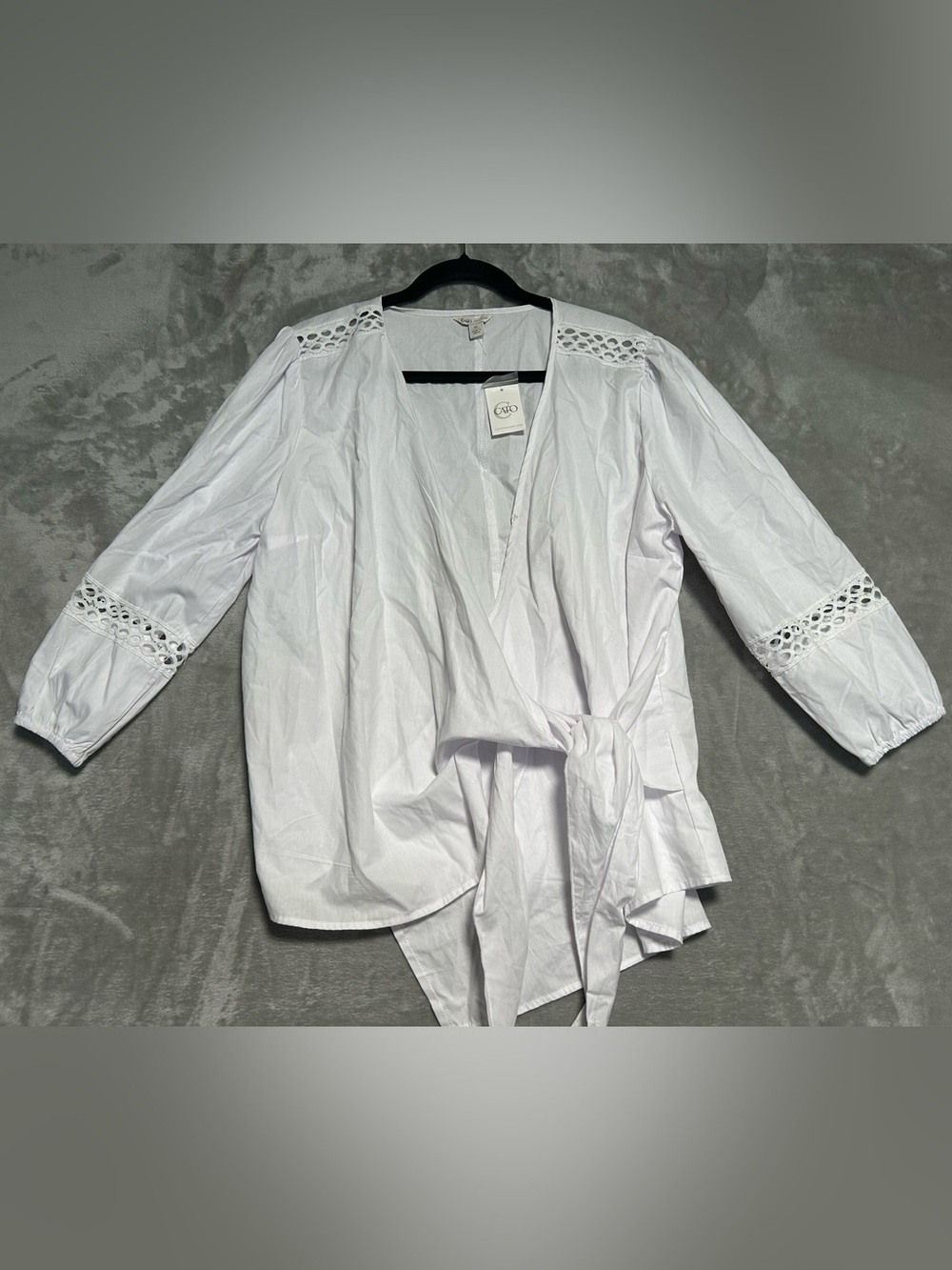 Cato Wrap Blouse Top Women’s XL White Peasant Beachy